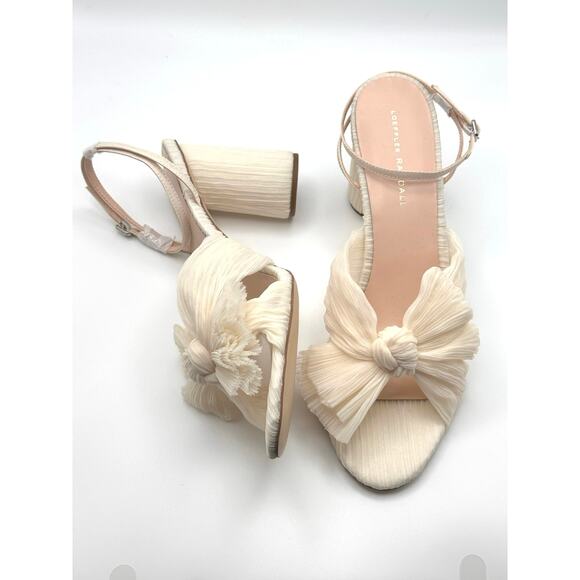 Loeffler Randall Ivory Camellia pleated-bow 90mm sandals size 12 B - Picture 12 of 13